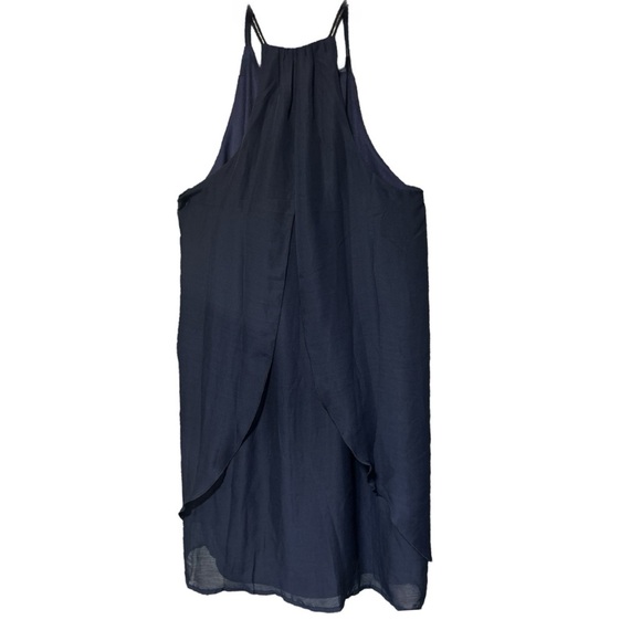 Charming Charlie Dress Women’s Sz L Navy Sheer Overlay Spaghetti Straps Neckline - Picture 3 of 3